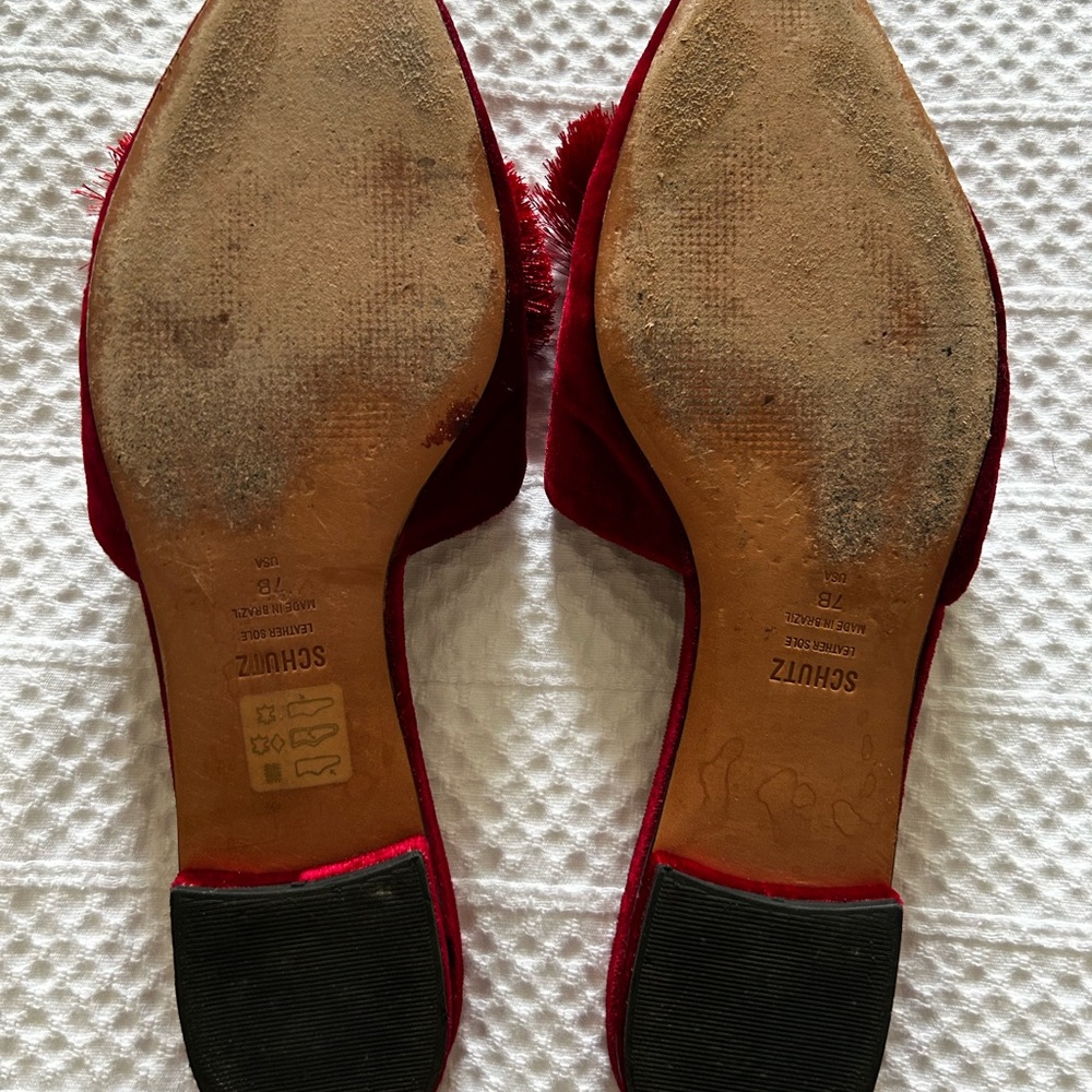 Schutz Red Suede Flat - Picture 3 of 5